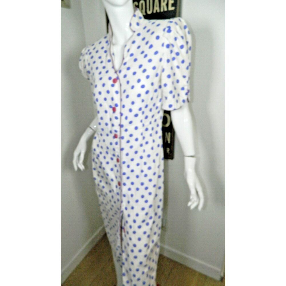 Gay Boyer Dress Size 14 Vintage 1980s Purple White‎ Polka Dots Secretary
